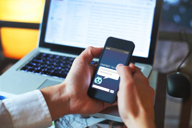 istock Chatbot concept, online assistance, chat robot answering questions. 1061263412