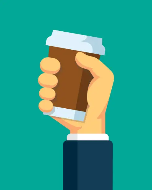 Vector illustration of Hand Holding a Coffee Cup