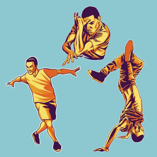 Vector illustration of Dancing b-boy