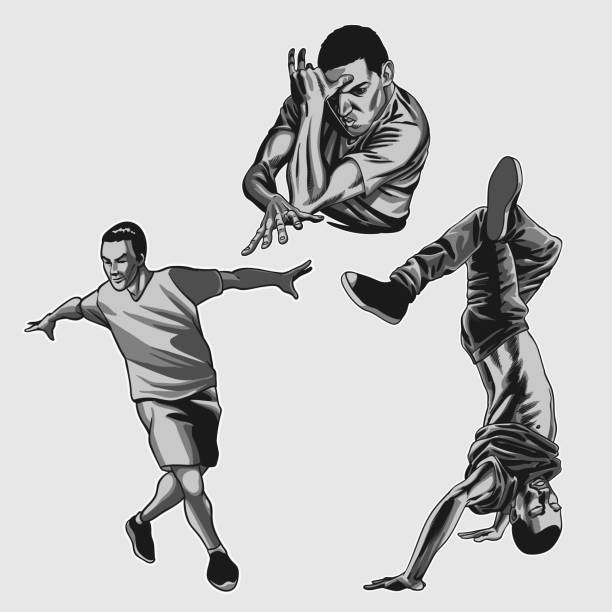 illustrations, cliparts, dessins animés et icônes de danse de b-boy - dancing breakdancing street city life