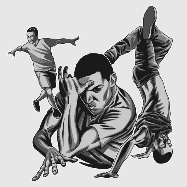 ilustrações, clipart, desenhos animados e ícones de dança b-boy - dancing breakdancing street city life