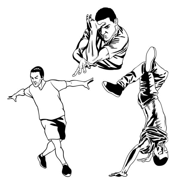 ilustrações, clipart, desenhos animados e ícones de dança b-boy - dancing breakdancing street city life