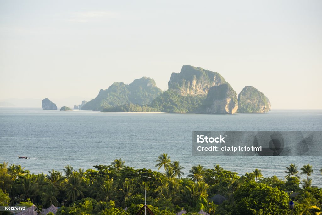 The scenic view on a sea with islands and the cliffs Ao Nang Stock Photo