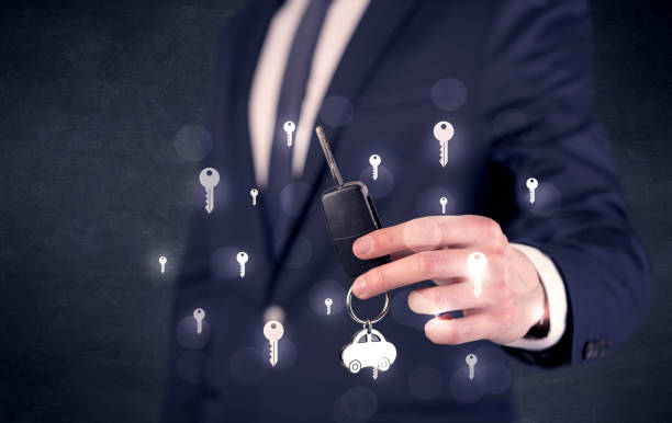 istock Businessman holding keys with keys around 1061278802
