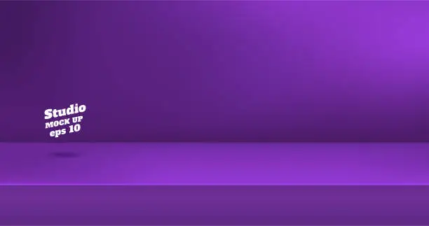 Vector illustration of Vector,Empty vivid purple color studio table room background ,product display with copy space for display of content design.Banner for advertise product on website.