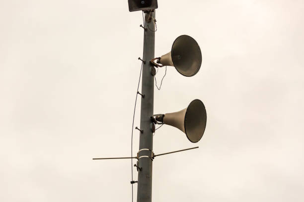 istock multiple loudspeakers on a pole to ensure everyone hears the announcements 1061298844