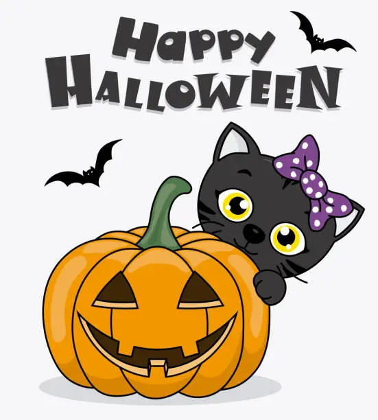 Vector illustration of happy halloween card