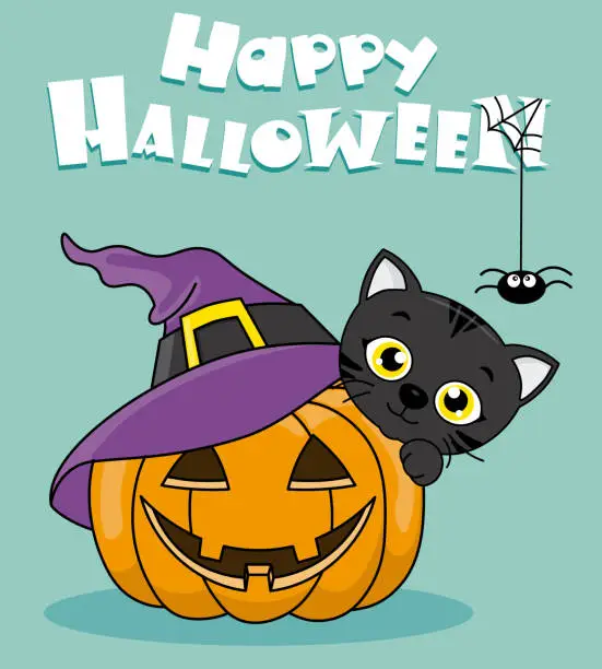 Vector illustration of happy halloween card