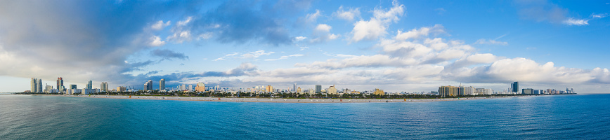 Morning in Miami Beach aerial drone panorama