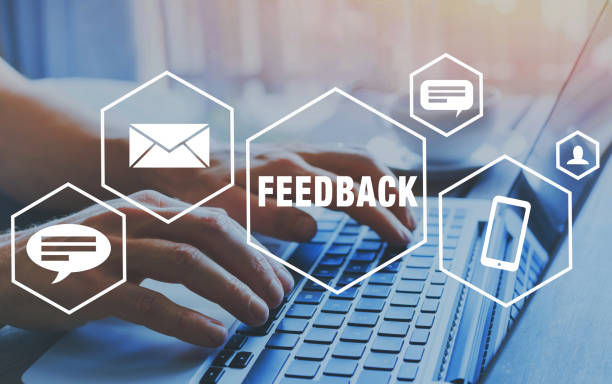 feedback concept, reputation management. - questionnaire imagens e fotografias de stock