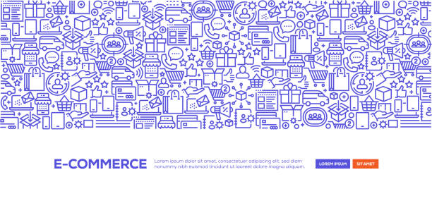 E-Commerce Banner E-Commerce Banner shopping patterns stock illustrations