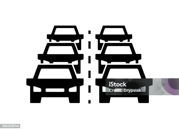Ikon Vektor Kemacetan Lalu Lintas Mobil Simbol Dan Ilustrasi Tanda Pada