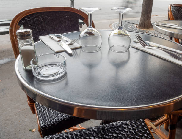 istock View of Glassware and Silverware in small round Table on Outdoor Cafe 1061319002