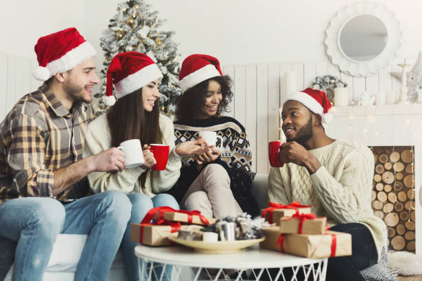 istock Happy friends drinking cacao at home 1061322562