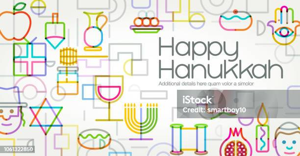 Happy Hanukkah Stock Illustration - Download Image Now - Hanukkah, Doughnut, Pomegranate