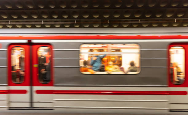 A blurred subway train in rapid motion, beautifully capturing the true essence of urban transit experiences