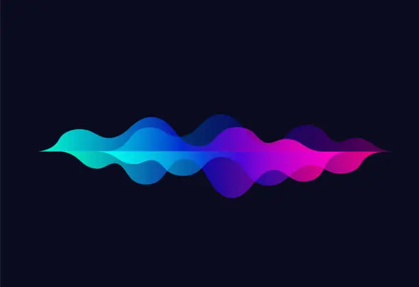 Vector illustration of Speaking sound wave.Colorful motion gradient.Rhythm.Abstract vector background.Music audio technology equalizer on black background