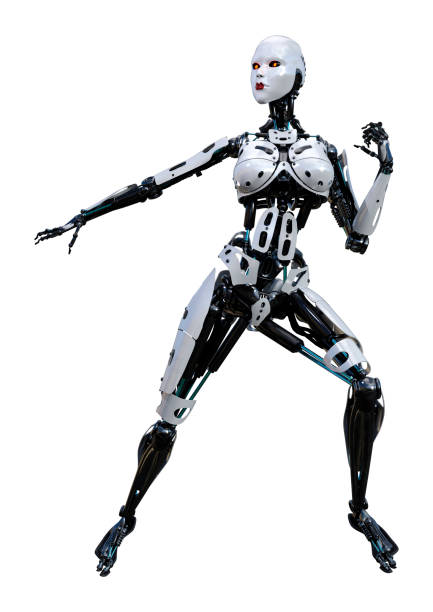 istock 3D illustration female robot on white 1061332062