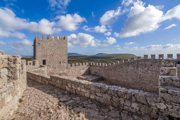 Bailey of the keep of the Castelo de Sesimbra Castle Sesimbra, Portugal - September 11, 2017: Bailey of the keep of the Castelo de Sesimbra Castle bailey castle photos stock pictures, royalty-free photos & images