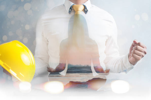 istock Double exposure of employee and worker with mind and compassion 1061340830