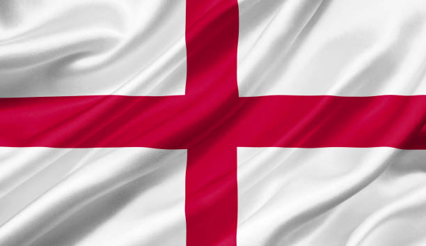 istock England flag waving with the wind, 3D illustration. 1061342778