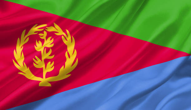 istock Eritrea flag waving with the wind, 3D illustration. 1061342840