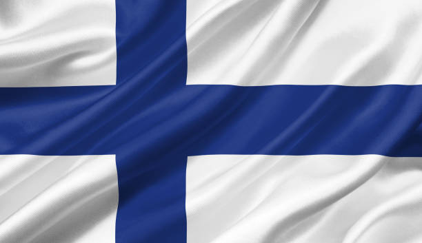 istock Finland flag waving with the wind, 3D illustration. 1061342950