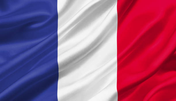 istock France flag waving with the wind, 3D illustration. 1061342986