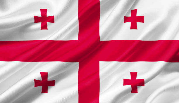 istock Georgia flag waving with the wind, 3D illustration. 1061343024