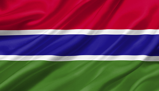 Gambia flag waving with the wind, 3D illustration.