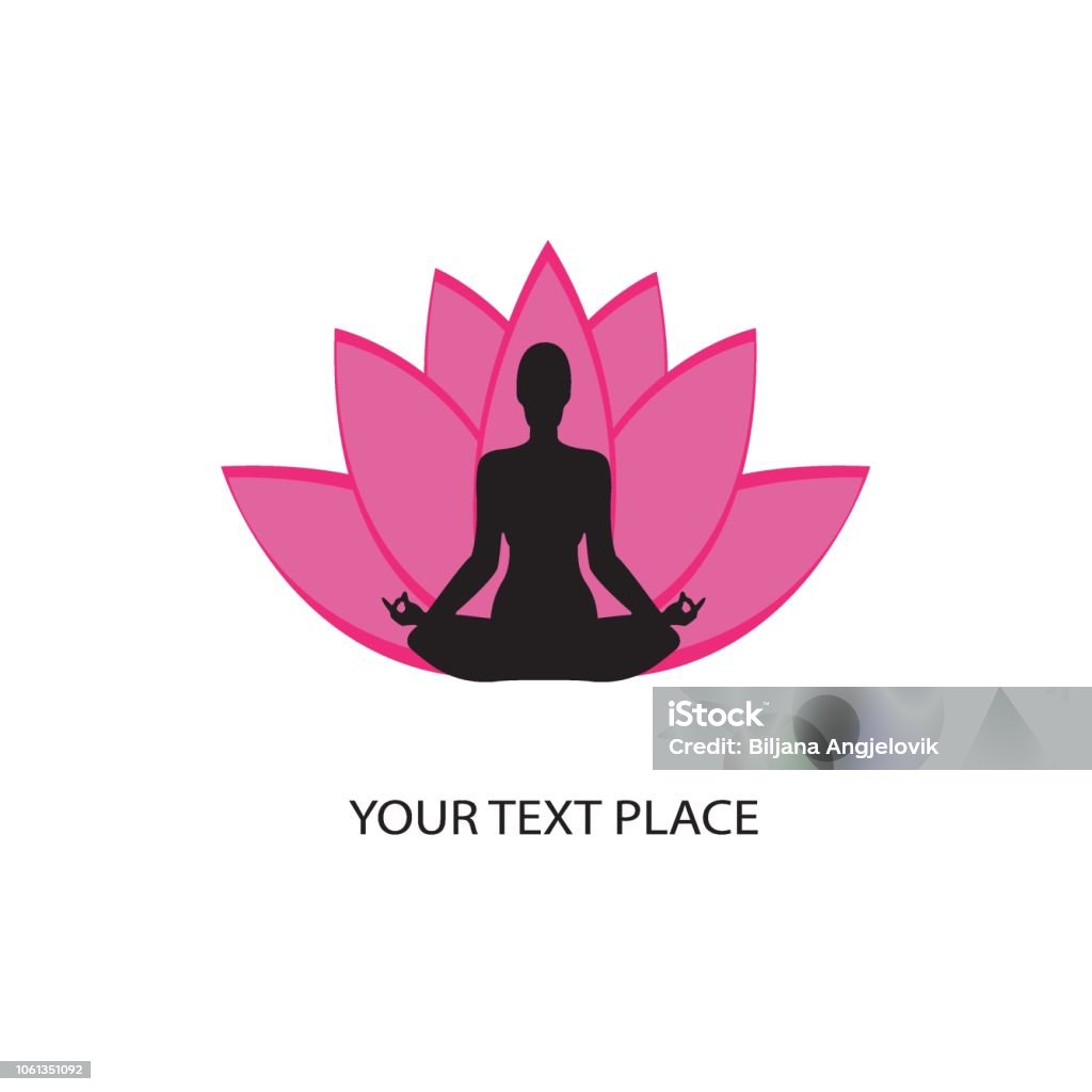Yoga Vector Với Hình Bóng Người Phụ Nữ Và Hoa Sen Hồng Hình minh ...