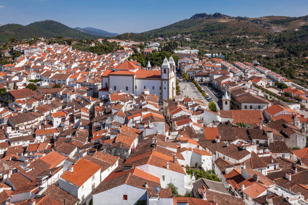 istock Panorama of Castelo de Vide, with rooftops and landscape. 1061354342