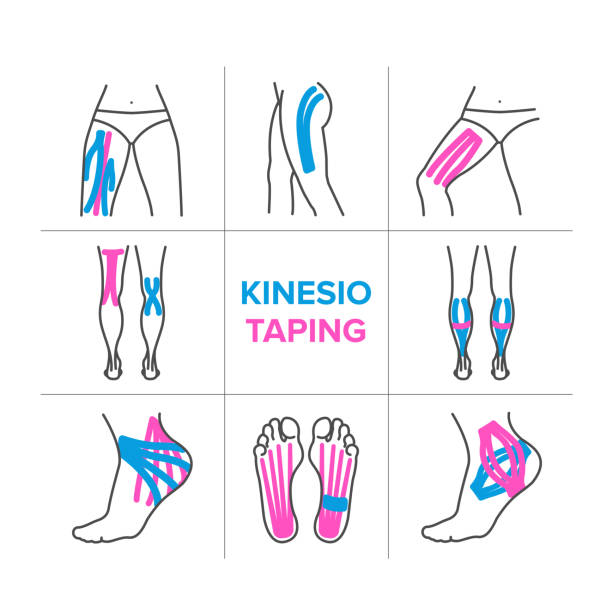 кинезио лентой - kinesio stock illustrations