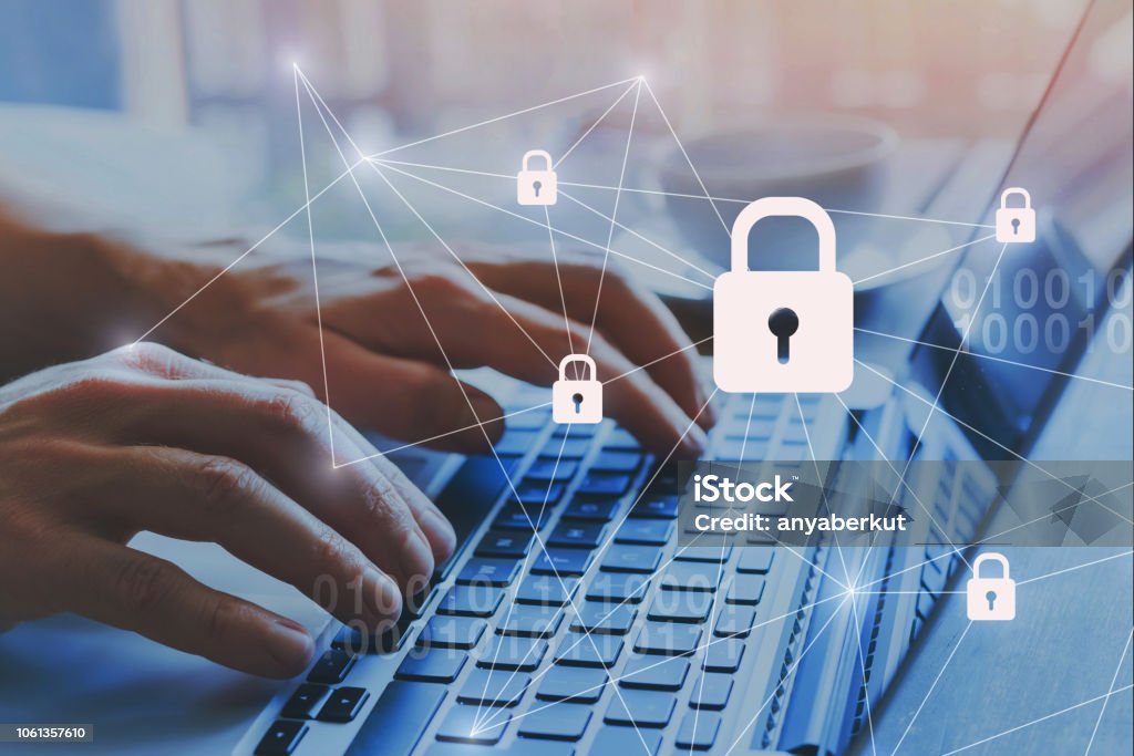 Internet seguridad y datos concepto de protección, blockchain. - Foto de stock de Medidas de seguridad libre de derechos