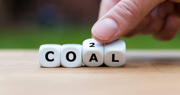 istock Hand is turning dice and changes the word coal to CO2 1061363880