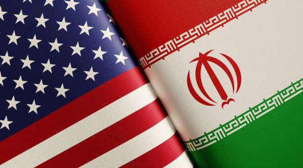 アメリカとイランの旗ペア - iranian flag ストックフォトと画像