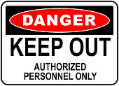 Danger sign in United States: Do not enter - no trespassing - keep out - stay away