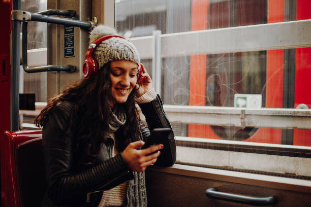 istock Young woman in public transport 1061373910