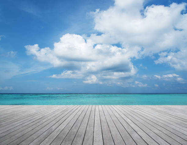 istock Empty Wooden Jetty Beside Tropical Sea 1061374394