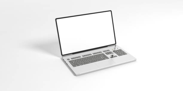 istock Laptop with blank screen isolated on white background. 3d illustration 1061376828