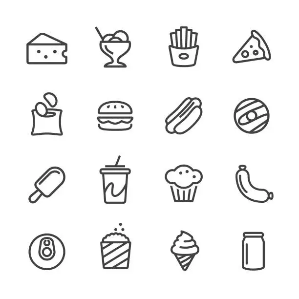 Vector illustration of Junk Food Icons - Line Series