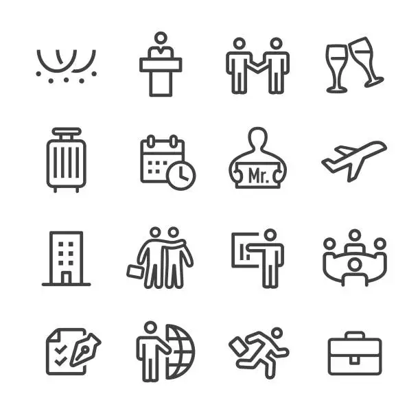 Vector illustration of Business Trip Icons - Line Series