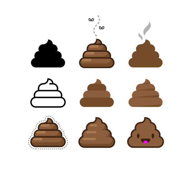 ilustrações de stock, clip art, desenhos animados e ícones de set of vector flat icons shit. bunch of brown shit - stool