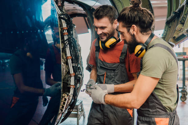 istock Mechanic team working on an aircraft 1061382638