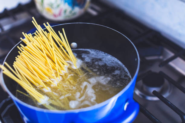 Boiling Spaghetti Pasta stock photo