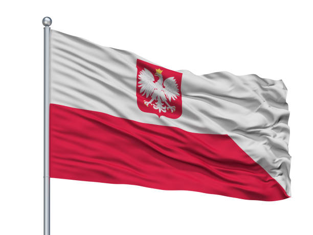 istock Poland Naval Ensign Flag On Flagpole, Isolated On White 1061393690