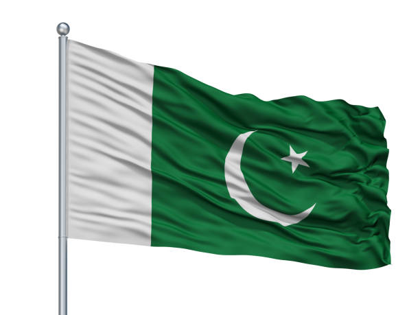 istock Pakistan Naval Ensign Flag On Flagpole, Isolated On White 1061393694