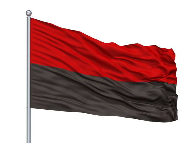 istock Oun R 1941 Flag On Flagpole, Isolated On White 1061393810