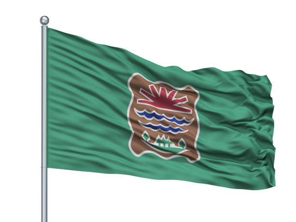 istock Western Abenaki Indian Flag On Flagpole, Isolated On White 1061400656