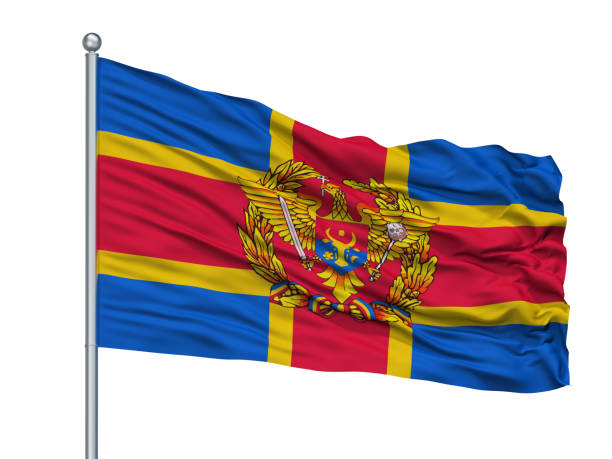 istock Moldovan Armed Forces Flag On Flagpole, Isolated On White 1061400750
